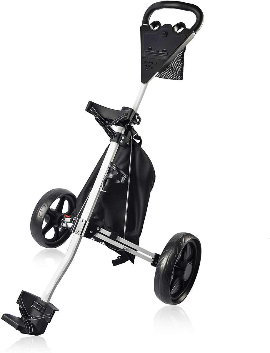 Lightweight 2 Wheel Steel Golf Push Cart with Extended Storage Bag & C –  bobopro golf