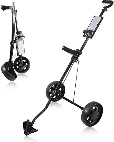 Lightweight 2 Wheel Steel Golf Push Cart  (black-A007)