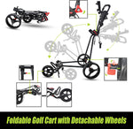 Ultralight 3 Wheel Golf Trolley with One Touch Folding System