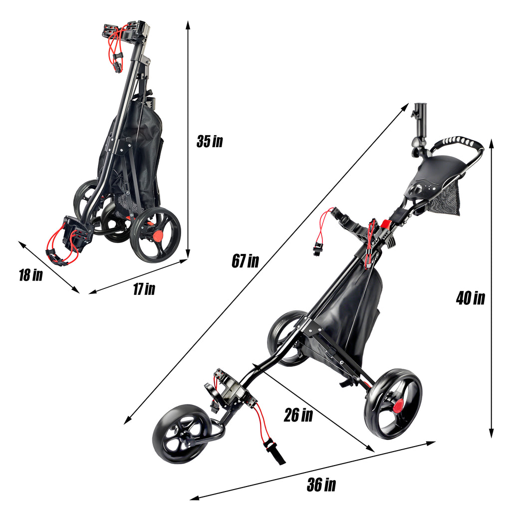 Golf Carts Folding Push Carts 9lbs 1Step Folding, Minimalistic Design —  AwesomeInTheBox