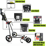 Ultralight 3 Wheel Golf Trolley with One Touch Folding System