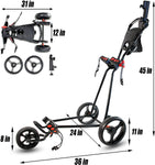 Ultralight 3 Wheel Golf Trolley with One Touch Folding System