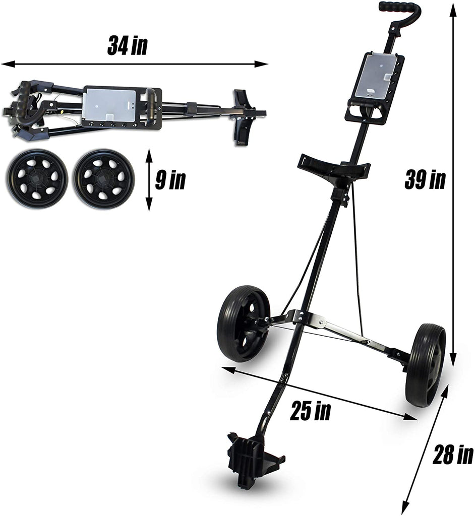 Lightweight 2 Wheel Steel Golf Push Cart (black-A007) – bobopro golf
