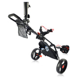 BOBOPRO Golf Push Cart, Foldable Golf Cart for Golf Clubs, 3 Wheel Golf Pull Cart for Golf Bag, Golf Push Carts with Umbrella Holder, Golf Accessories for Men Women/Kids Practice and Game