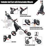 BOBOPRO Golf Push Cart, Foldable Golf Cart for Golf Clubs, 3 Wheel Golf Pull Cart for Golf Bag, Golf Push Carts with Umbrella Holder, Golf Accessories for Men Women/Kids Practice and Game